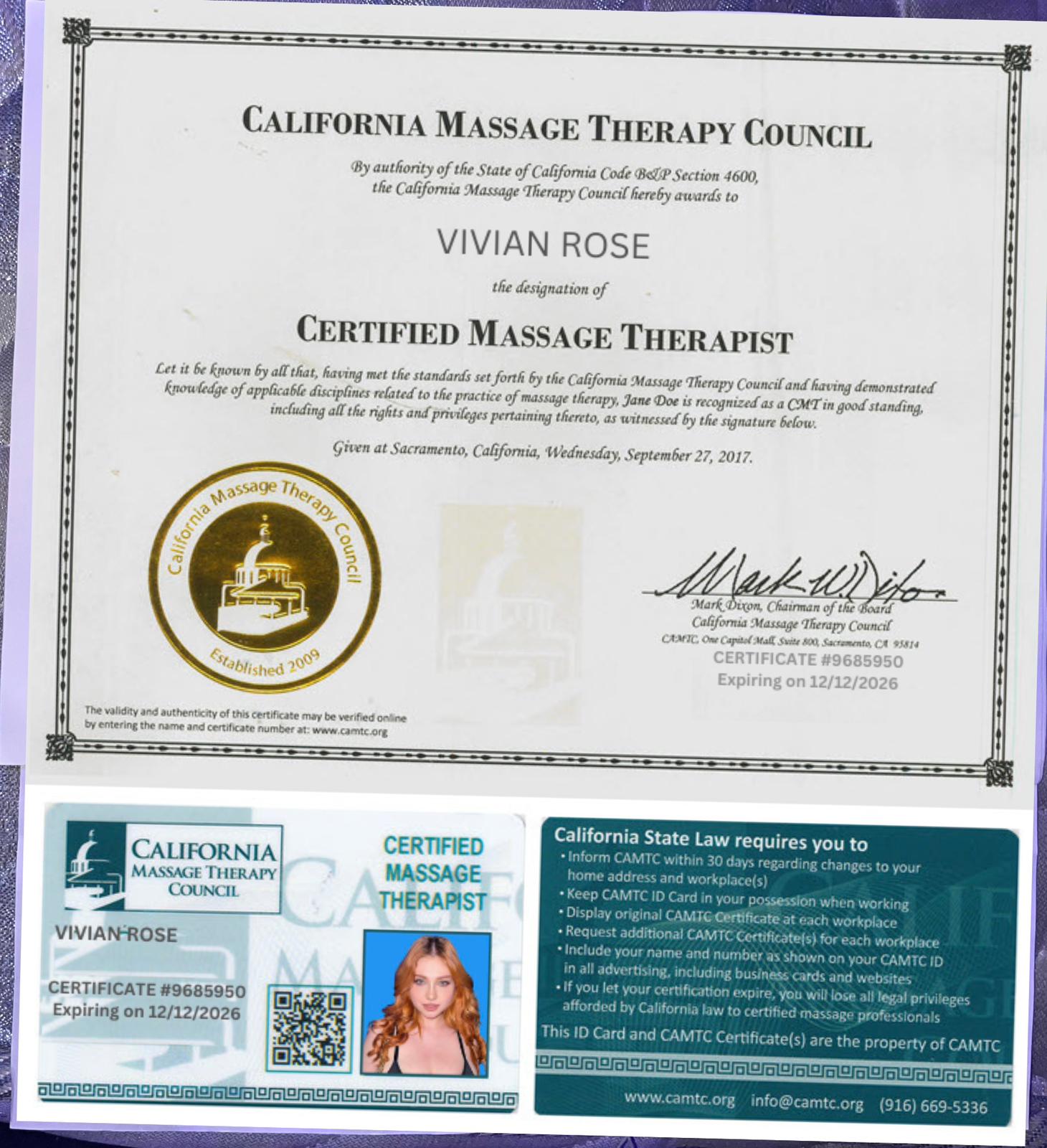 California License & Certificate